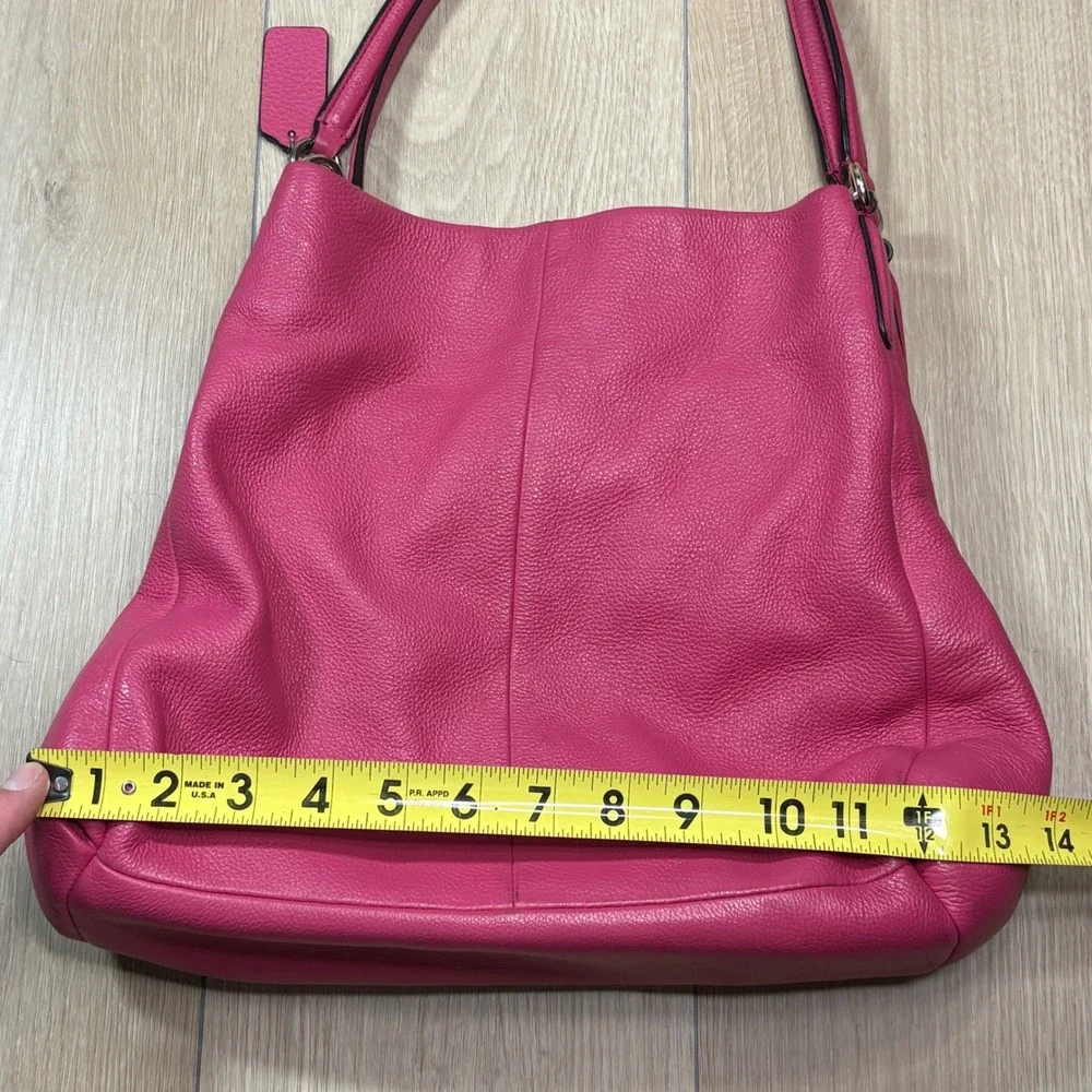 Coach Phoebe Madison Dahlia Pink Pebbled Leather Shoulder Bag Hobo F28997